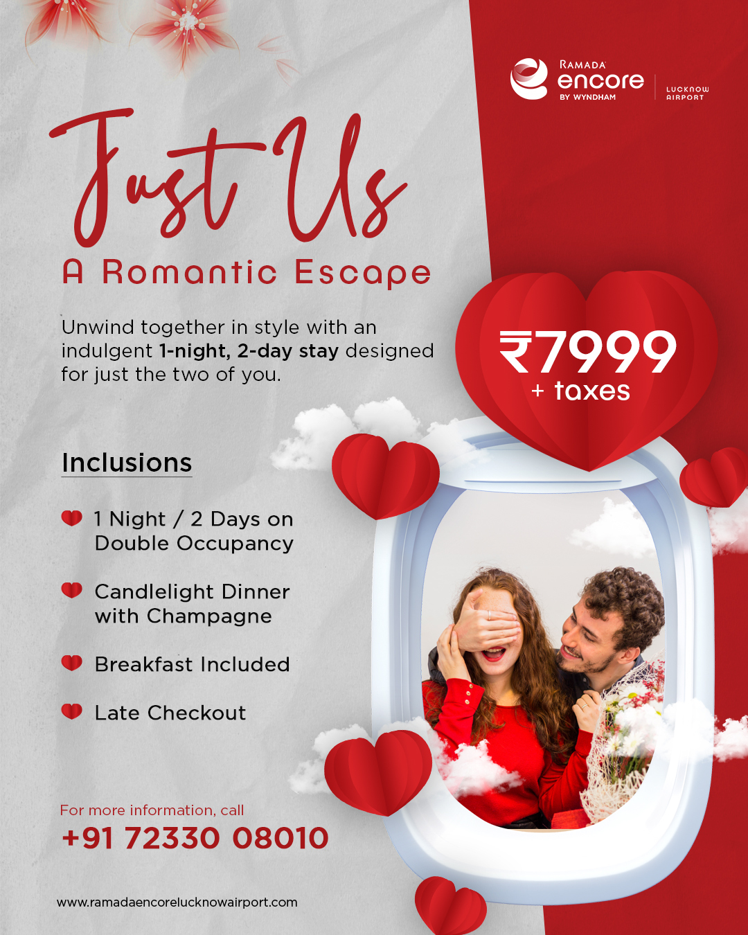 The "Just Us- A Romantic Escape" Lucknow Airport Hotel Room Stay Offer Couples  June 2025